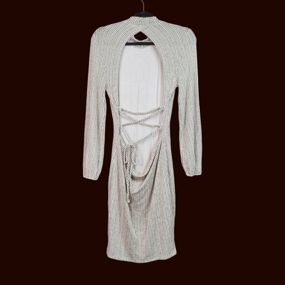 Fashion Nova Cream Ribbed Believe It Backless Mini Dress Size 1X NWT - Picture 7 of 11